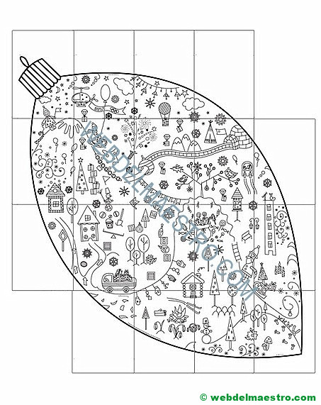 Póster para pintar | Bombilla de Navidad para colorear