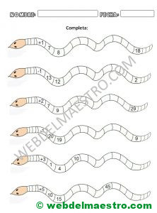 Completar series matematicas- Primero primaria-III