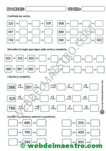 Series numericas para niños de segundo de primaria