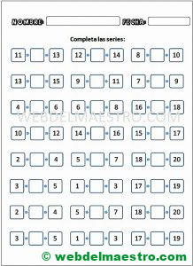 series matematicas hasta el 20