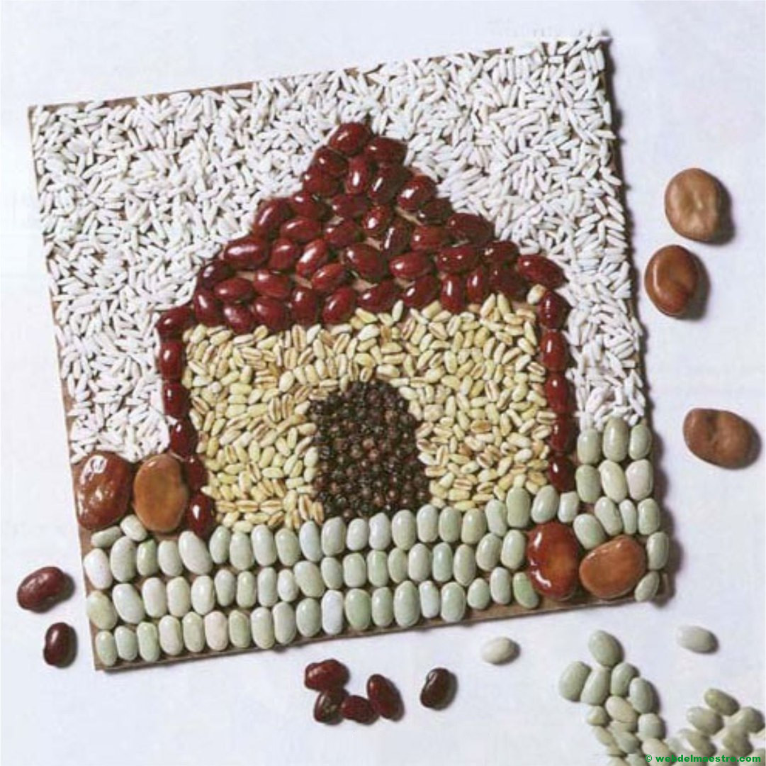 casa realizada con legumbres