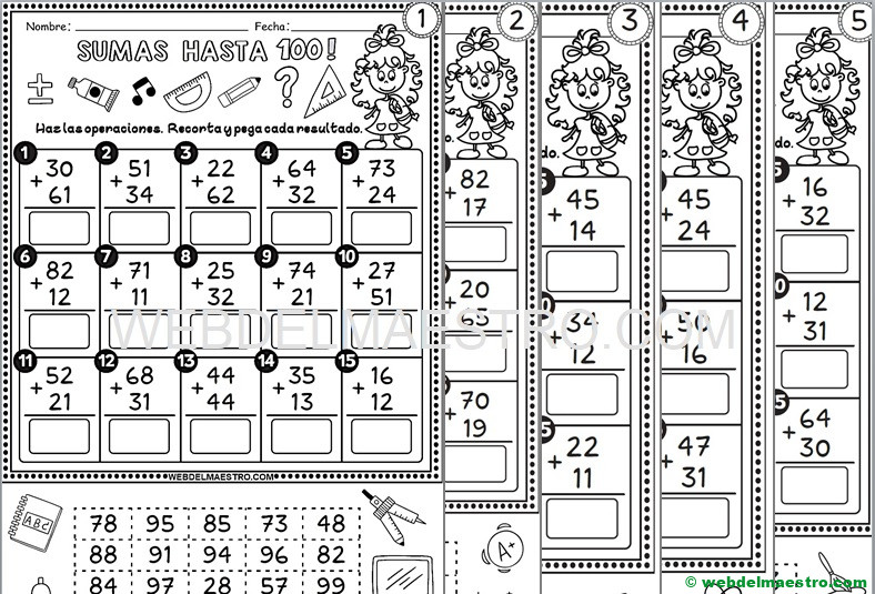 Sumas para niños de primero de Primaria