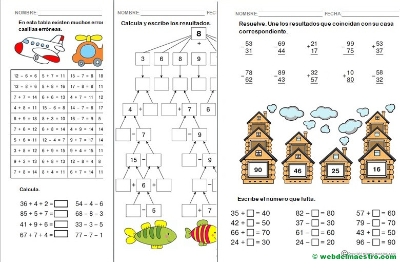 Fichas de matemáticas para primero de Primaria-Serie 2