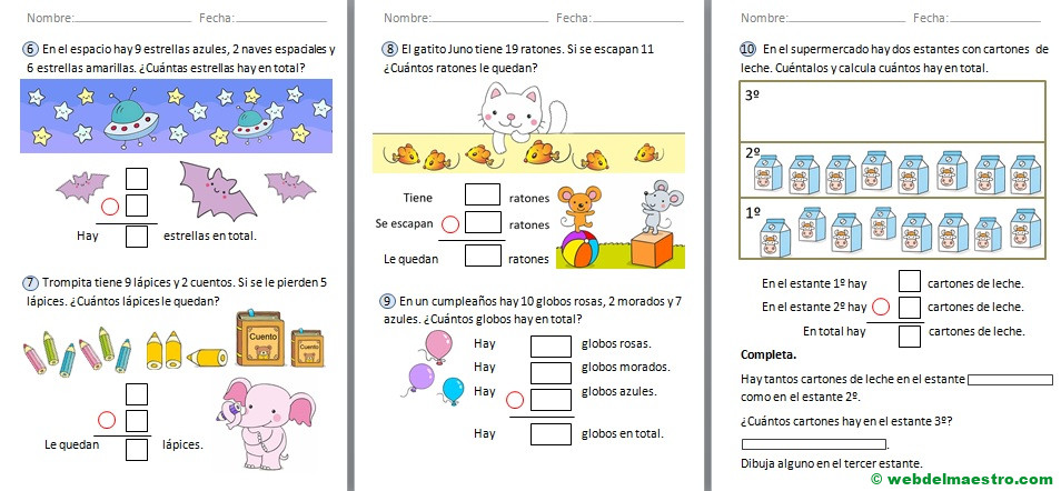 Problemas para primero de primaria-