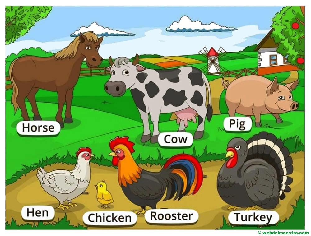 animales de la granja en ingles