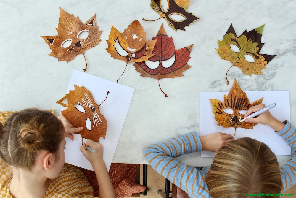 Hojas secas decoradas-antifaces