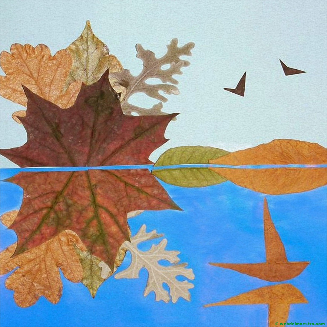 Paisaje realizado con hojas secas