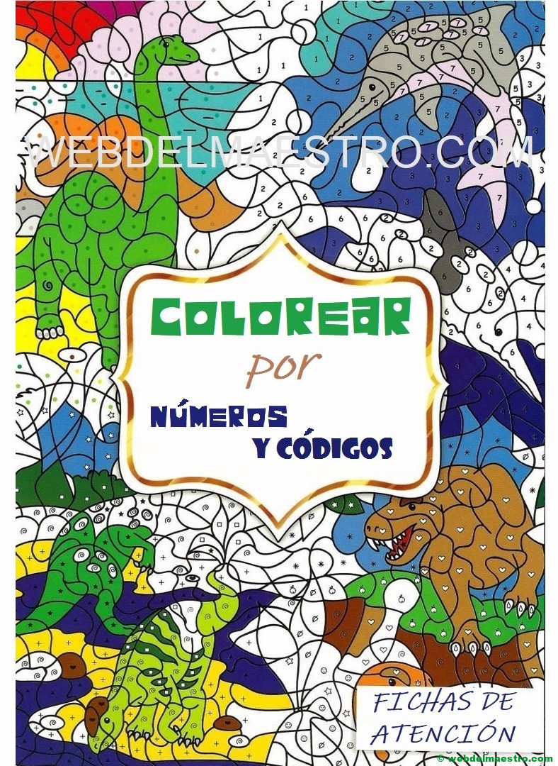 colorear dinosaurios por numeros y códigos