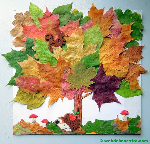 manualidades con hojas de árbol