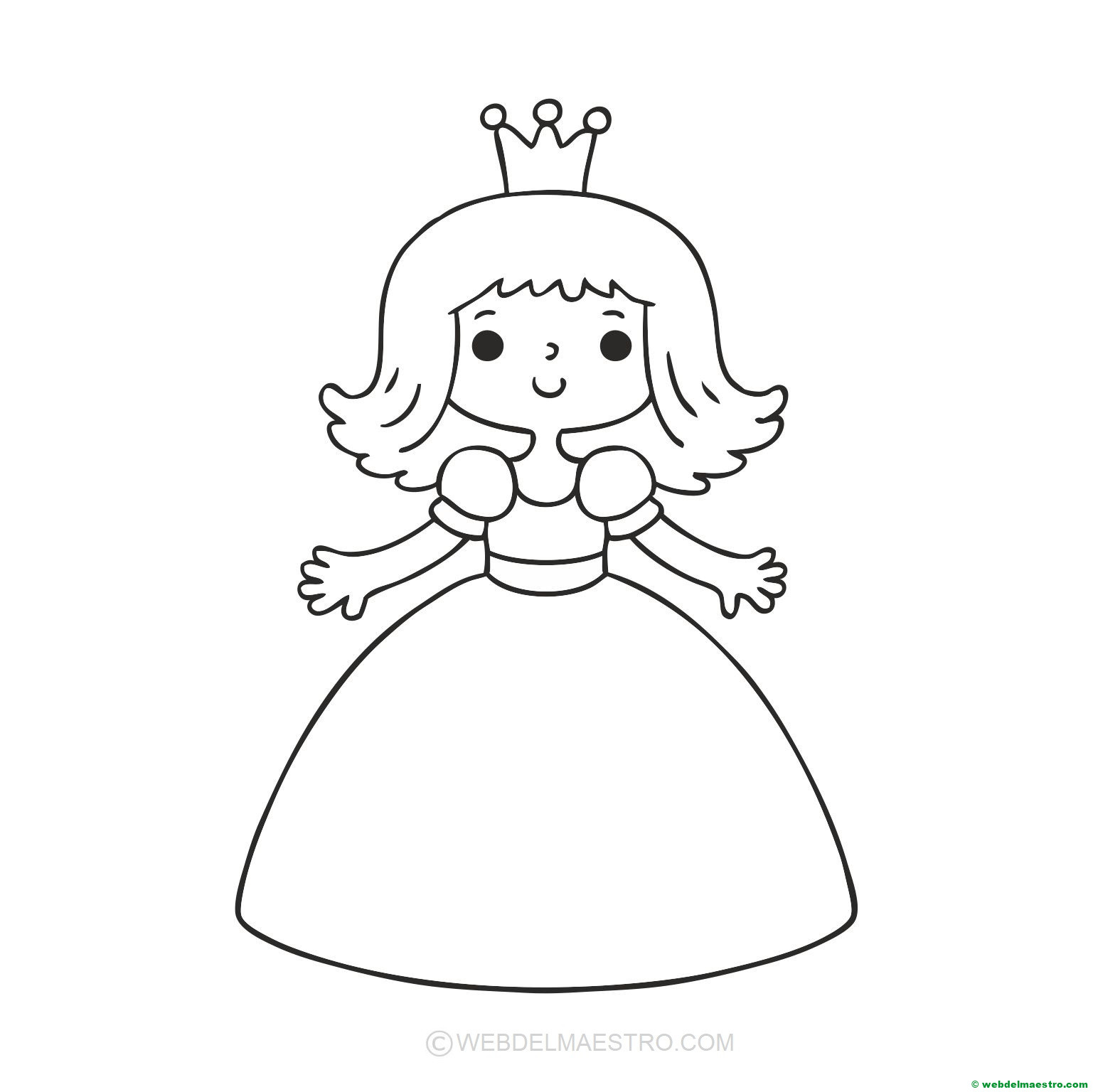 princesa-dibujo para pegar gomets