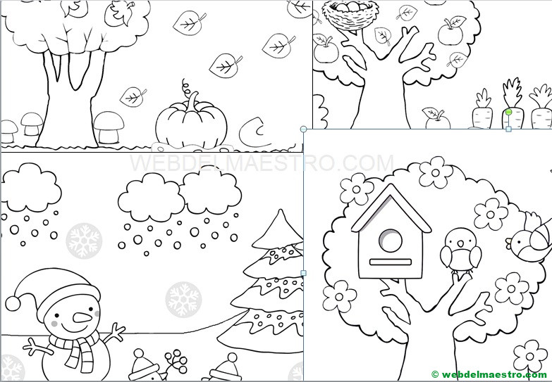 Estaciones del año para colorear