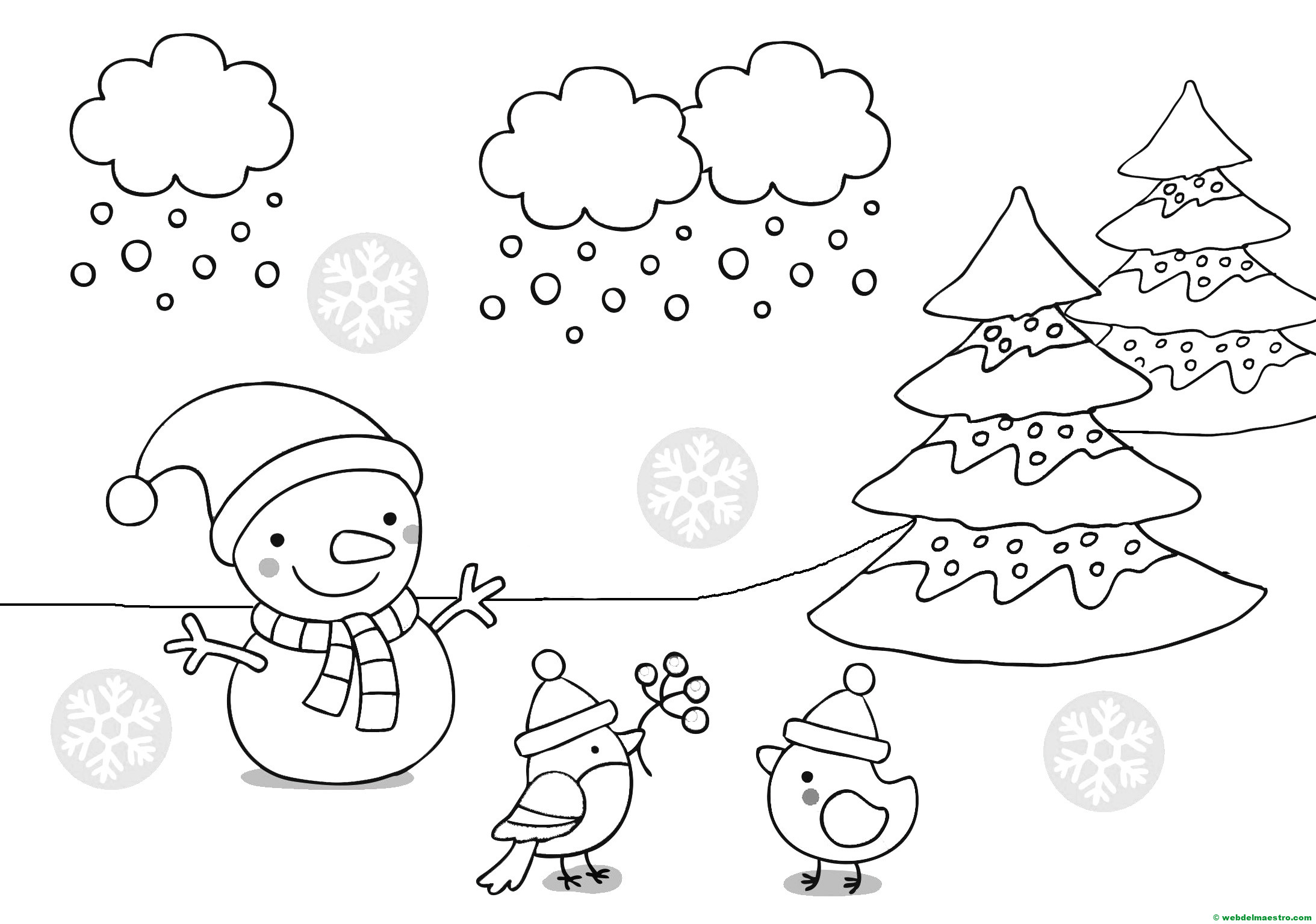 dibujo para colorear del invierno