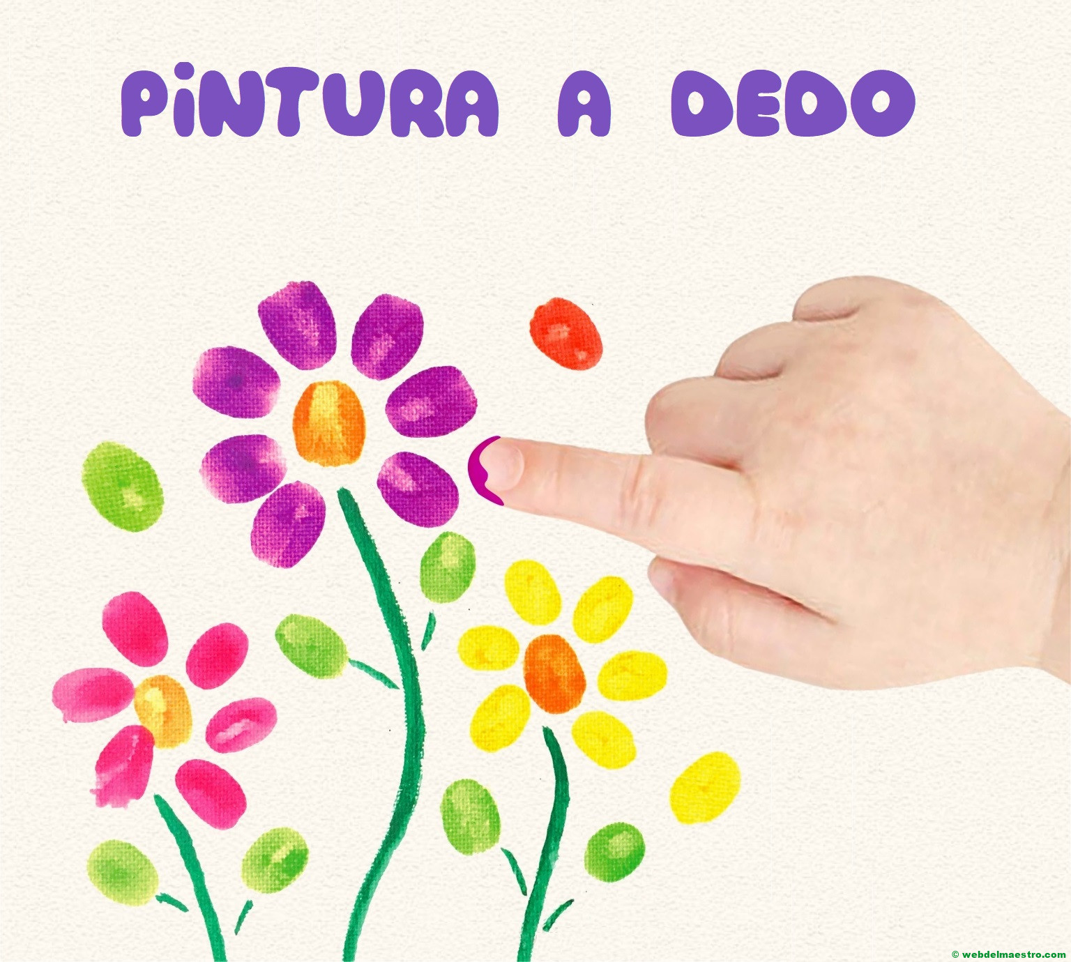 pintar con los dedos flores