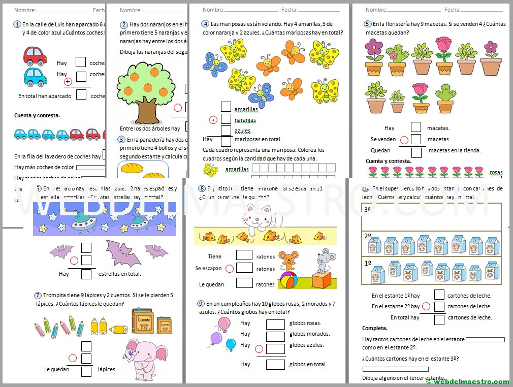 Problemas de matemáticas para primero de Primaria