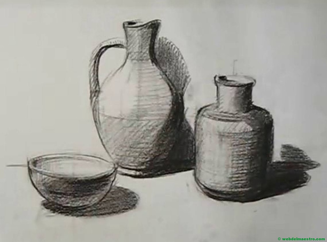 bodegón dibujado a lápiz