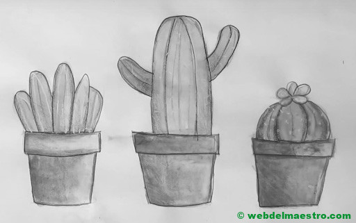 dibujos para dibujar a lápiz de cactus