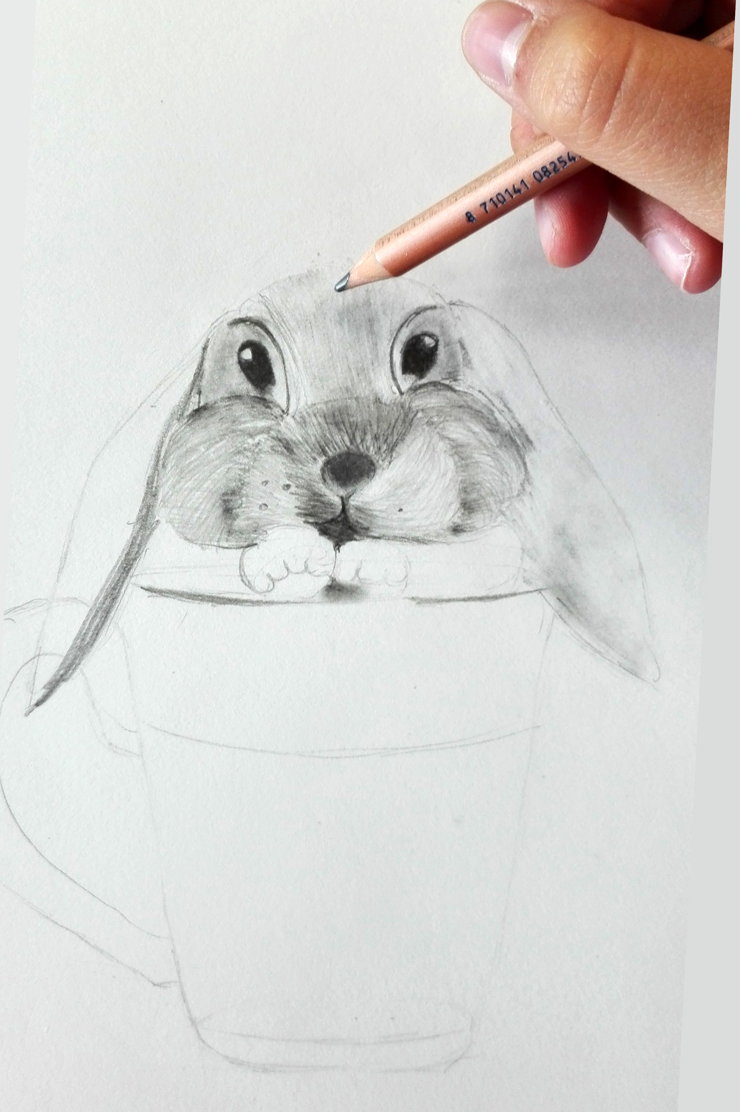 sombreando un dibujo antes de difuminar