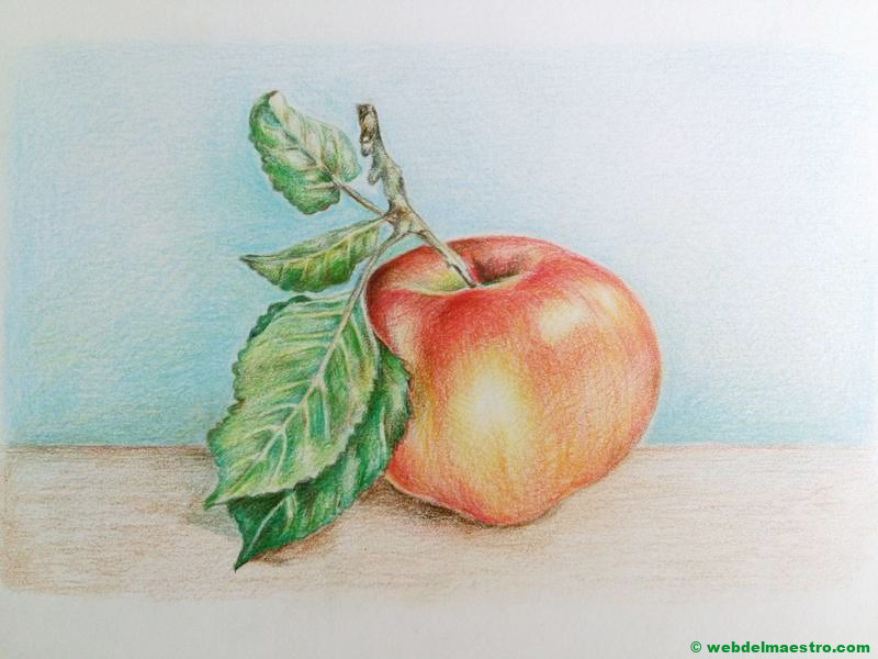dibujo de manzana a lápiz de color-terminación