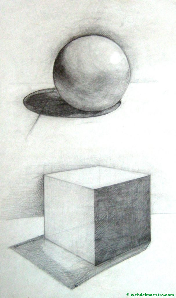 esfera y cubo con sombra