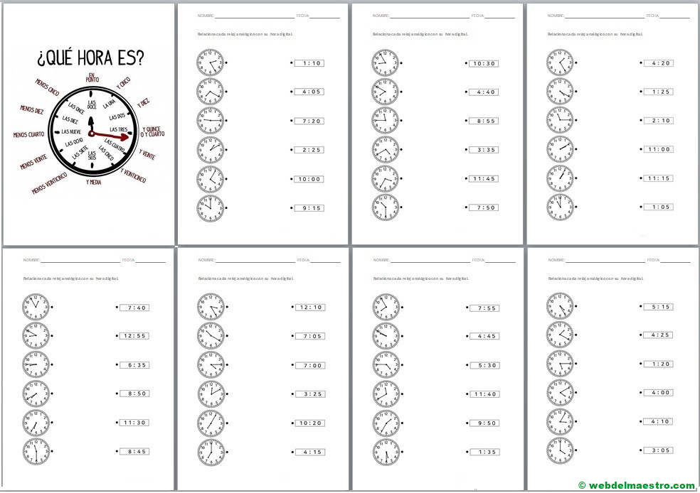 Ejercicios para aprender la hora