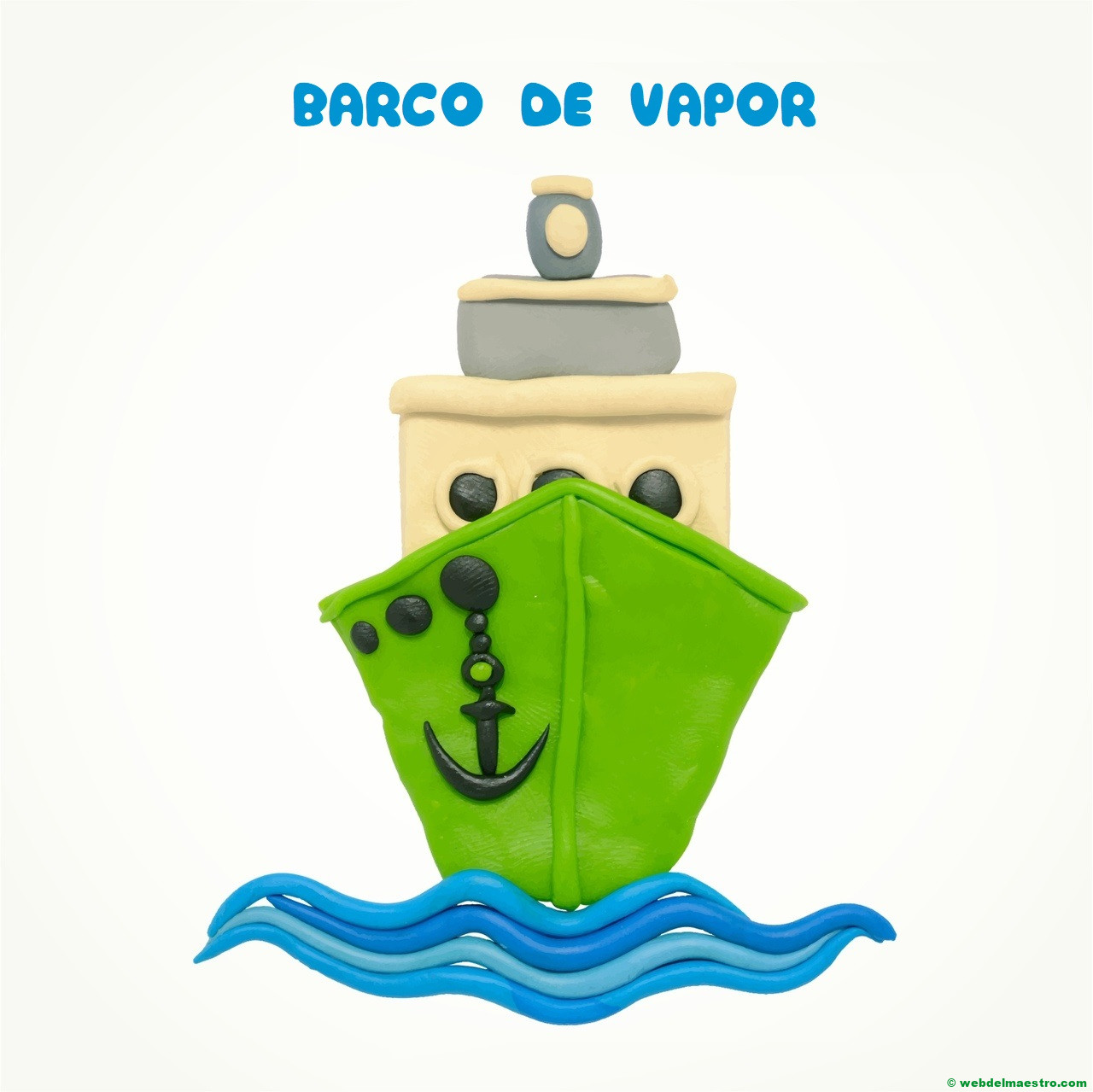 Dibujo de barco de vapor con plastilina