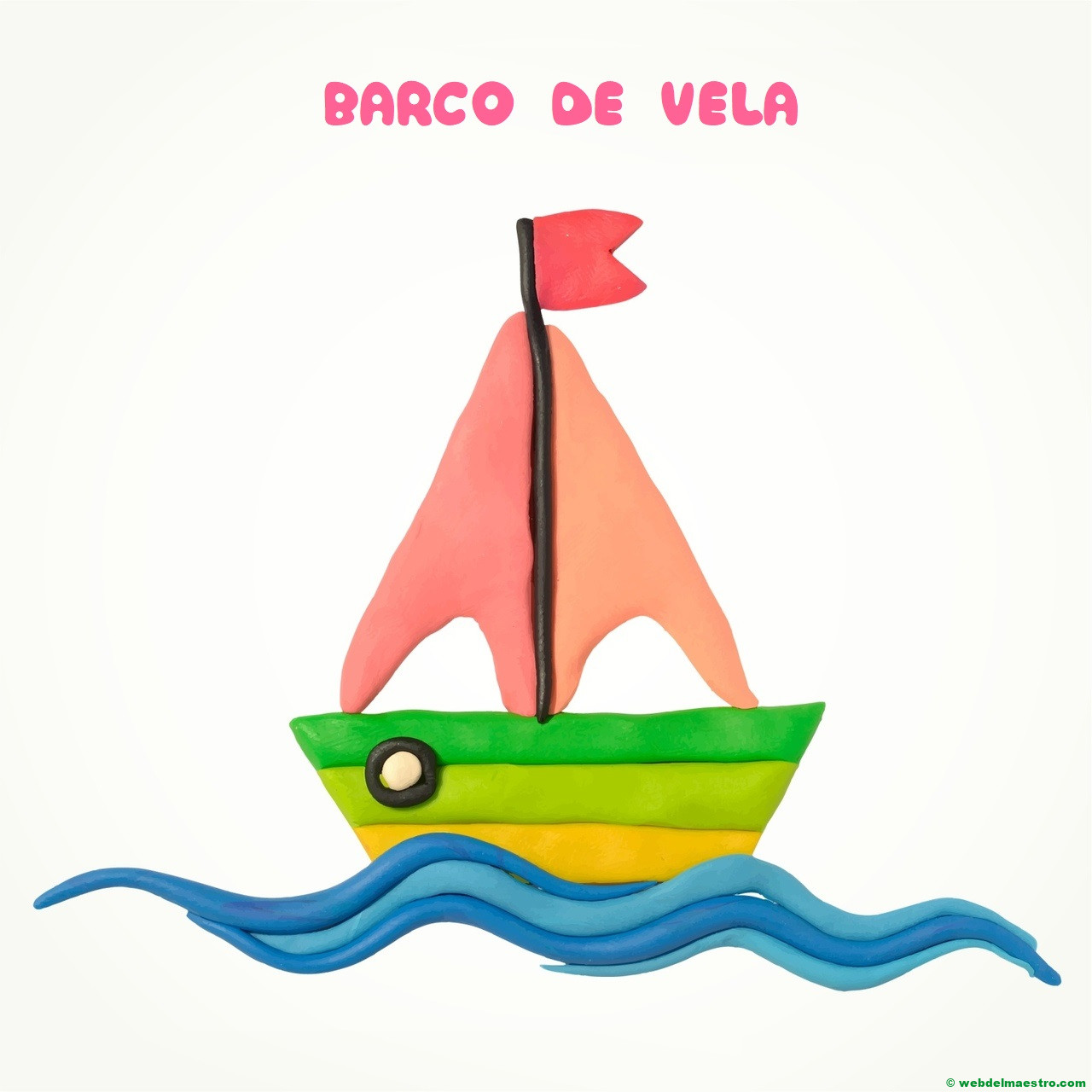 Dibujo de barco de vela con plastilina