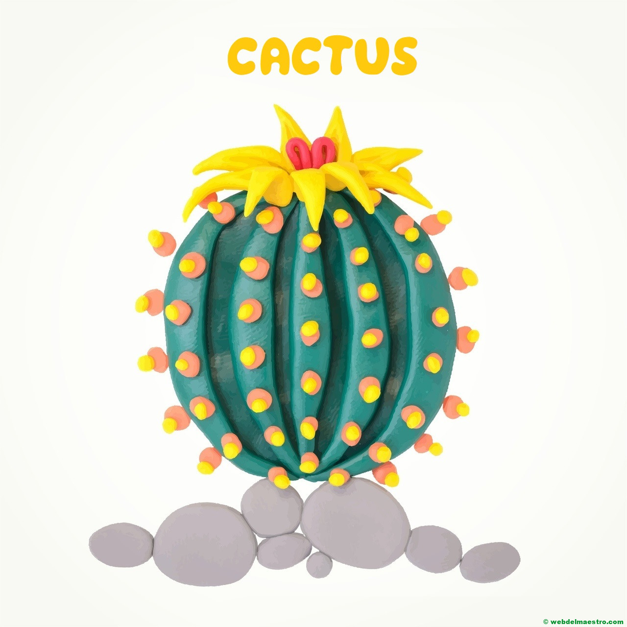 Dibujo de cactus con plastilina-II