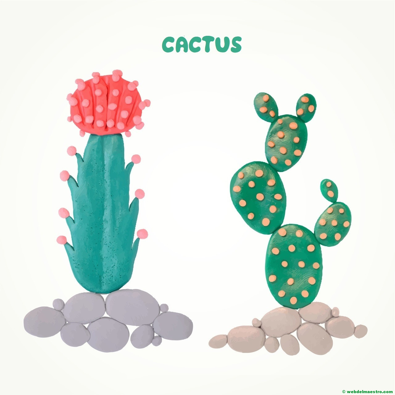 Dibujo de cactus con plastilina