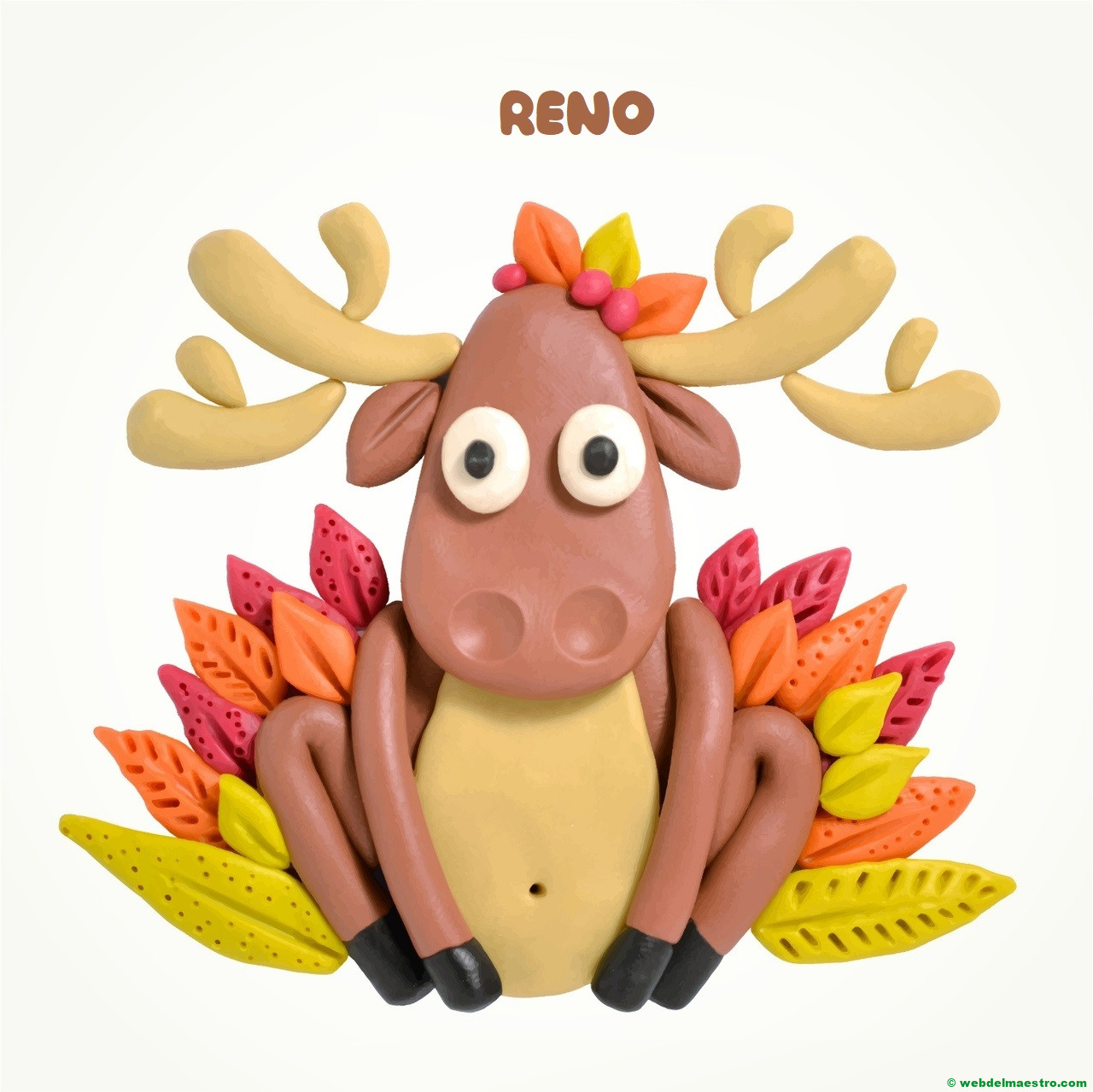 Dibujo de reno con plastilina