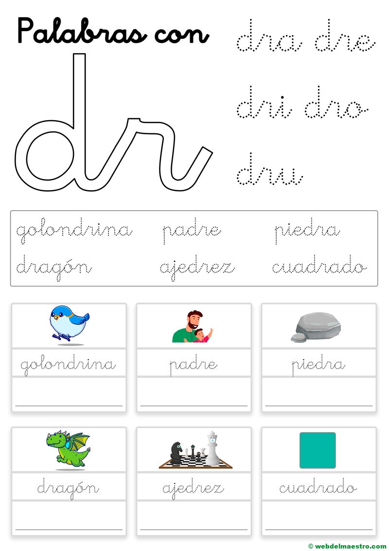 Palabras con dr para niños | Ficha 2