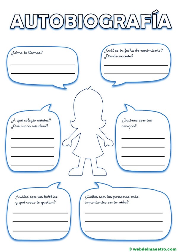 Como hacer una autobiografía | Niña | Color azul