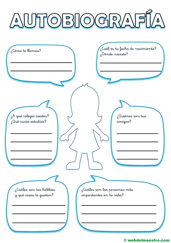 Como hacer una autobiografía | Niña | Color turquesa