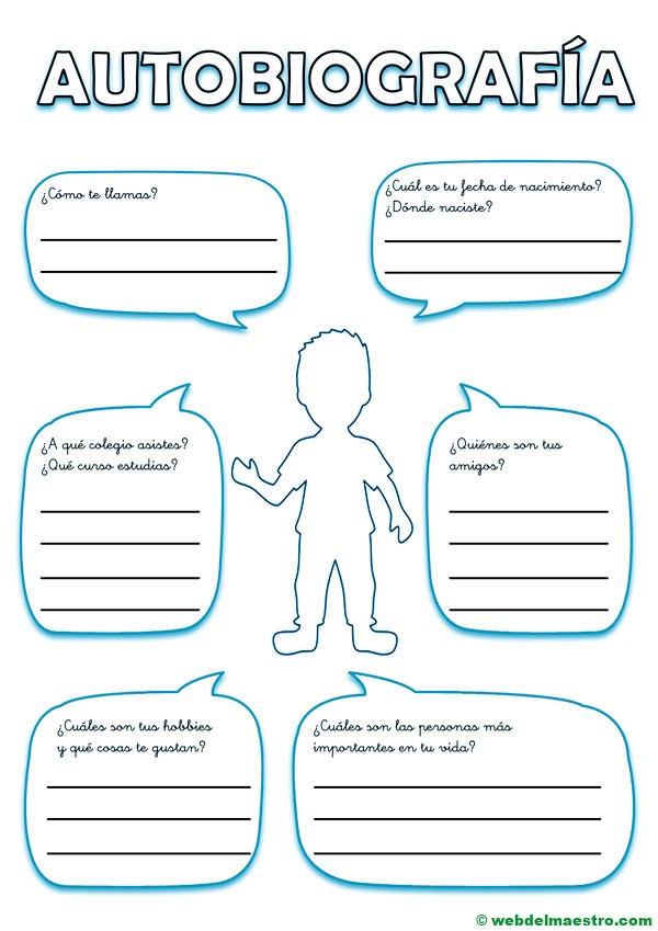 Como hacer una autobiografía | Niño | Color turquesa