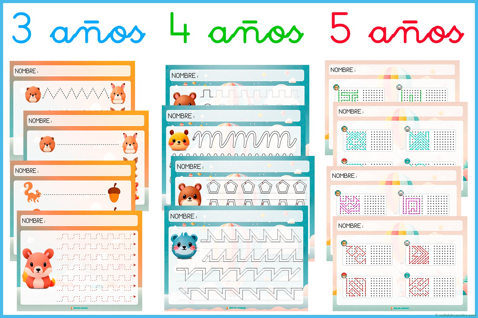 +30 fichas de grafomotricidad para imprimir | 3, 4 y 5 años