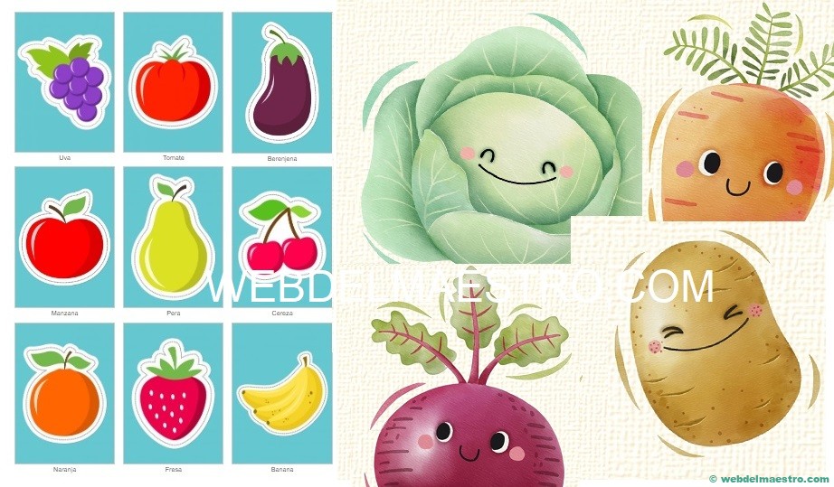 Dibujos de frutas y verduras para niños